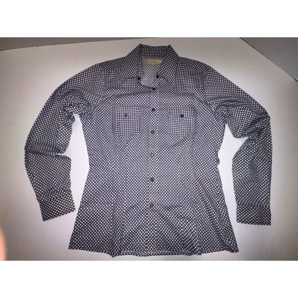 ROCKIES Women's Navy White Geometric Print Button Down Shirt Size M - Picture 4 of 14